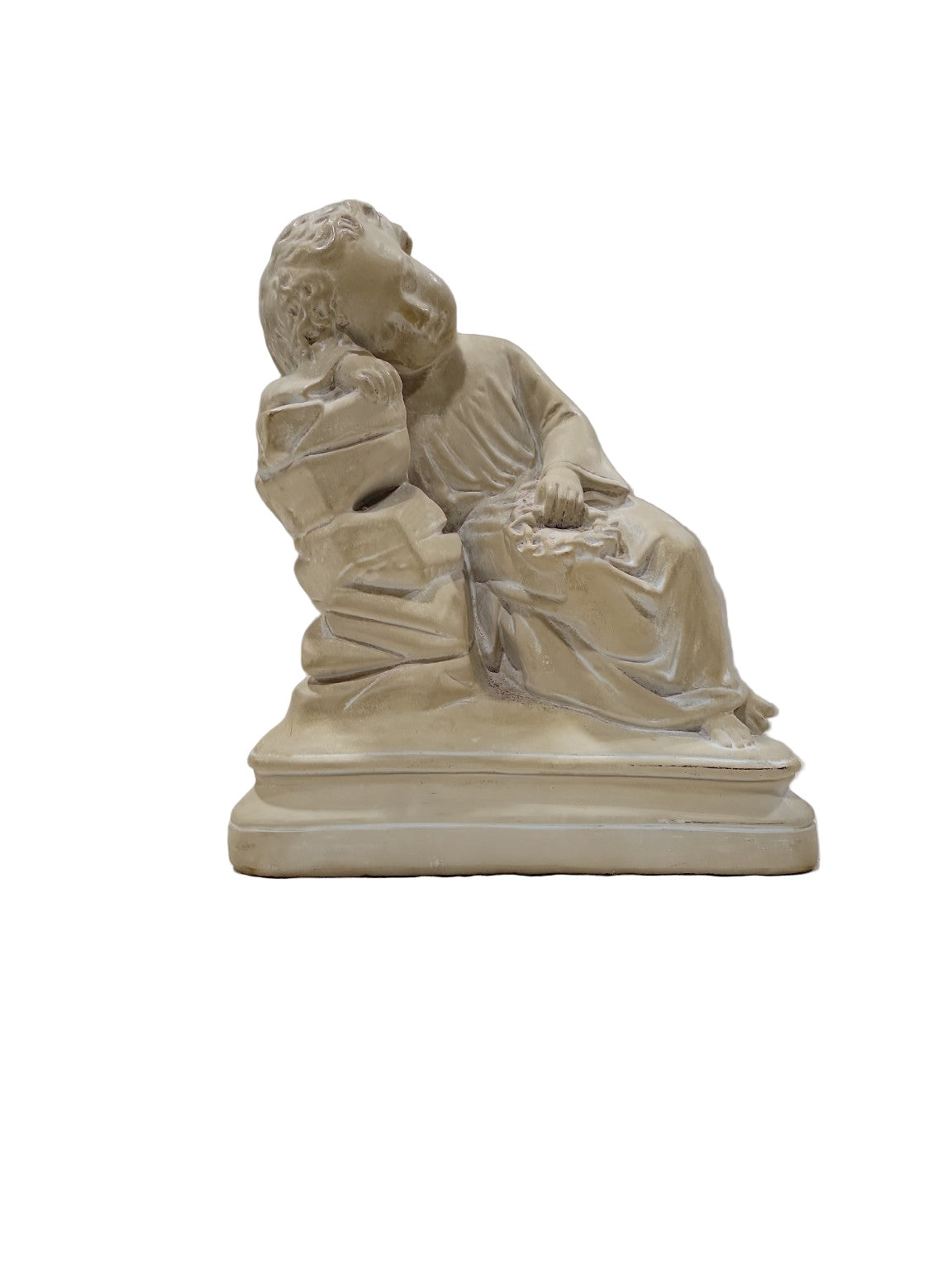 Plaster Figurine of Sleeping Child with Wreath – Religious or Memorial Style