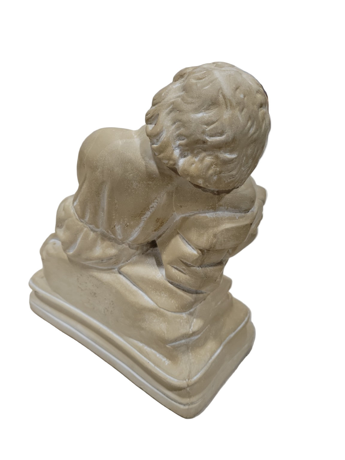 Plaster Figurine of Sleeping Child with Wreath – Religious or Memorial Style