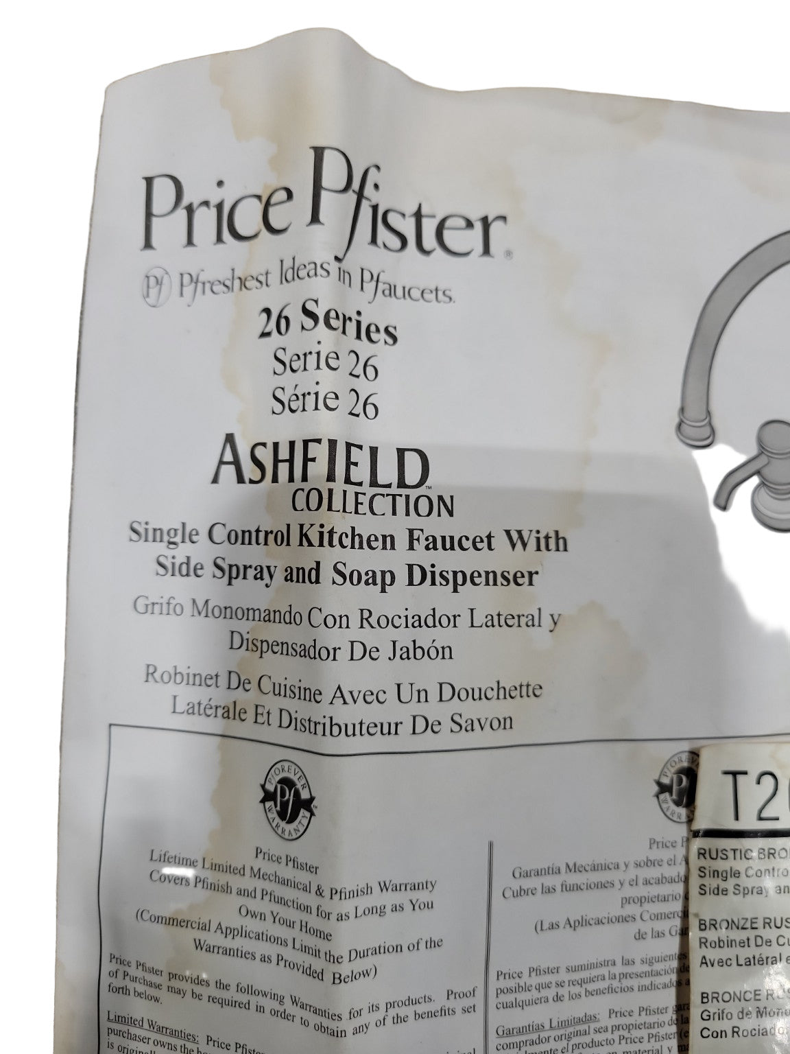 Price Pfister Ashfield Kitchen Faucet Set – Rustic Bronze (Model T26-4YPU) AS IS