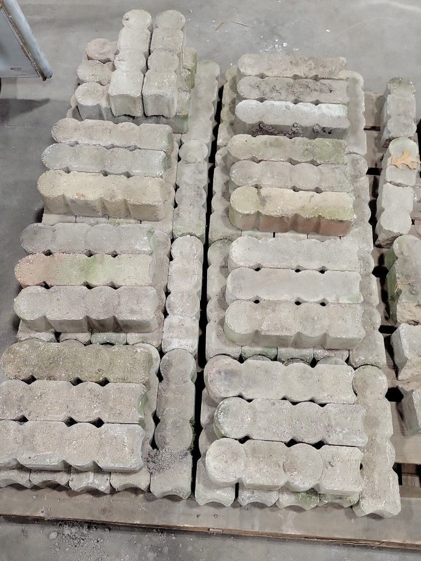 Salvaged Interlocking Concrete Edging Pavers – Set of 66
