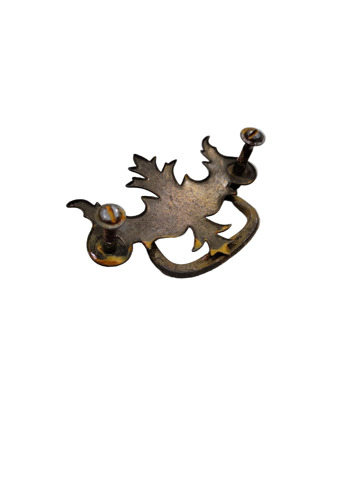 Set of 2 Antique Brass Chippendale Drawer Pulls – Aged Patina