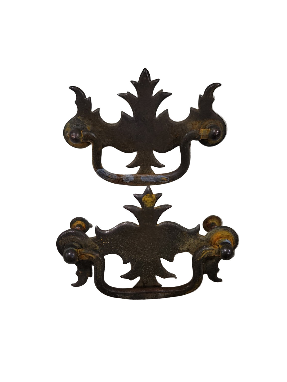 Set of 2 Antique Brass Chippendale Drawer Pulls – Aged Patina