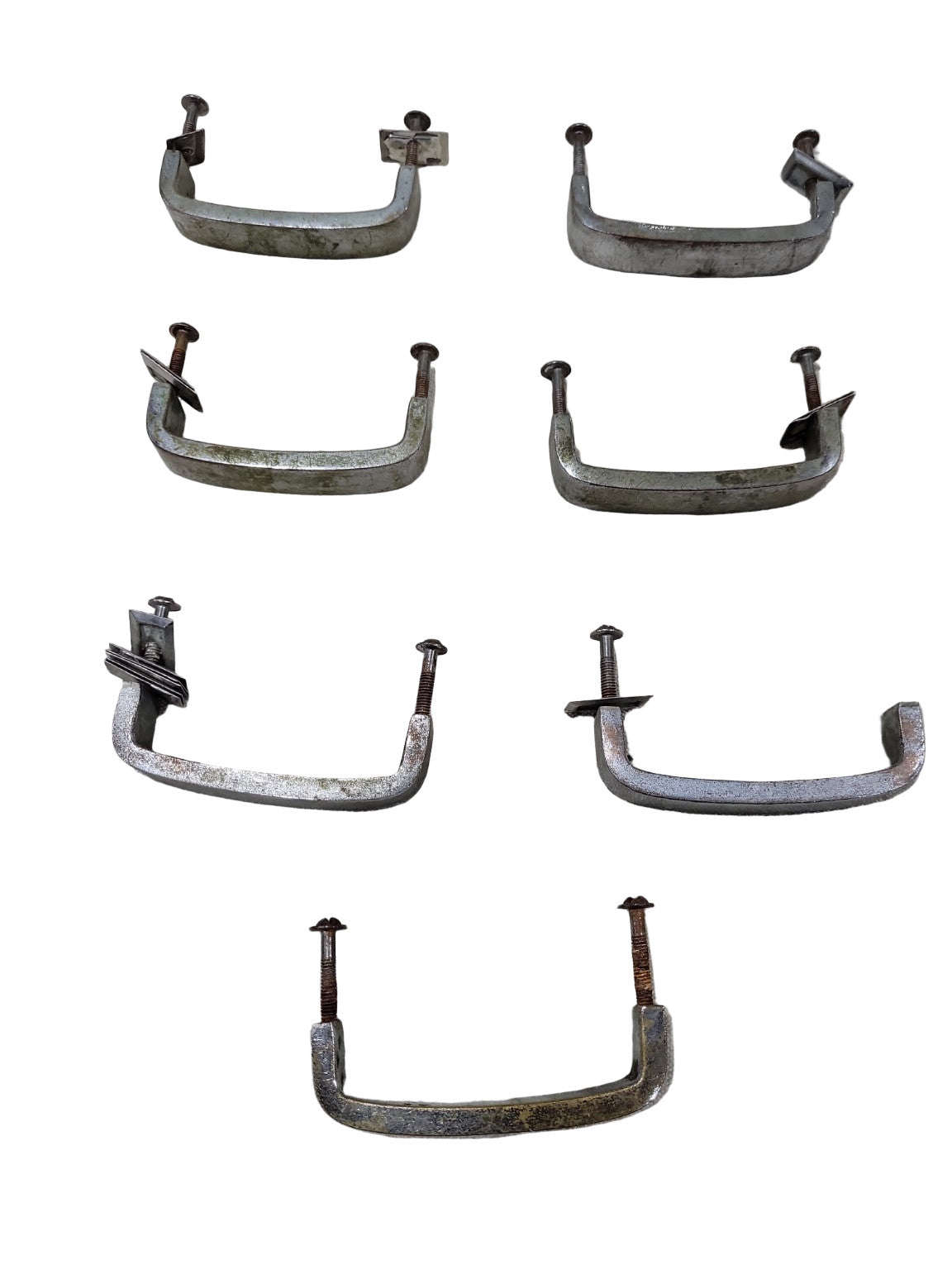 Set of 7 Vintage Chrome Drawer Pulls – 3 ¼" x 2" x ⅝"