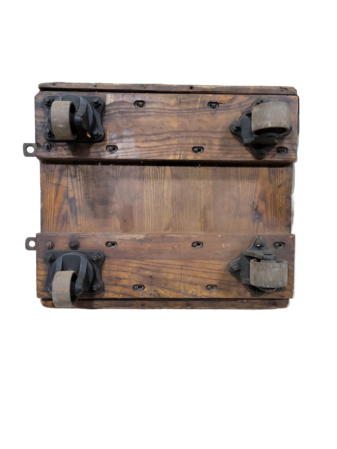 Salvaged Factory Floor Cart Platform with Iron Casters – 24¼" x 21¼" x 7"