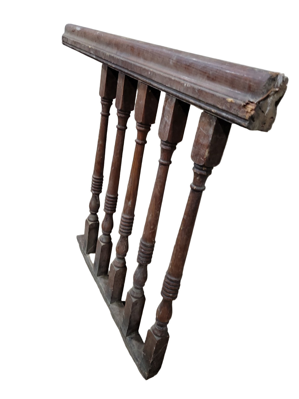 Antique Wooden Stair Spindle Railing – 5 Baluster Section