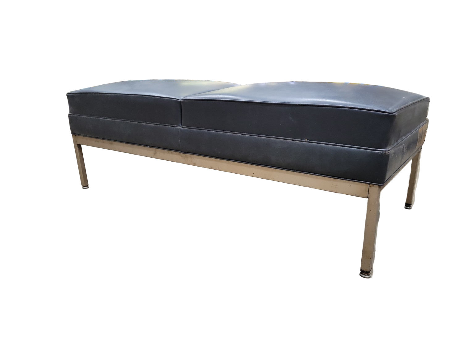 Mid-Century Modern Black Vinyl Bench by Howell – 49" Wide