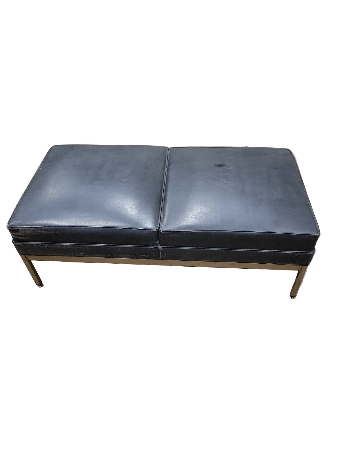Mid-Century Modern Black Vinyl Bench by Howell – 49" Wide