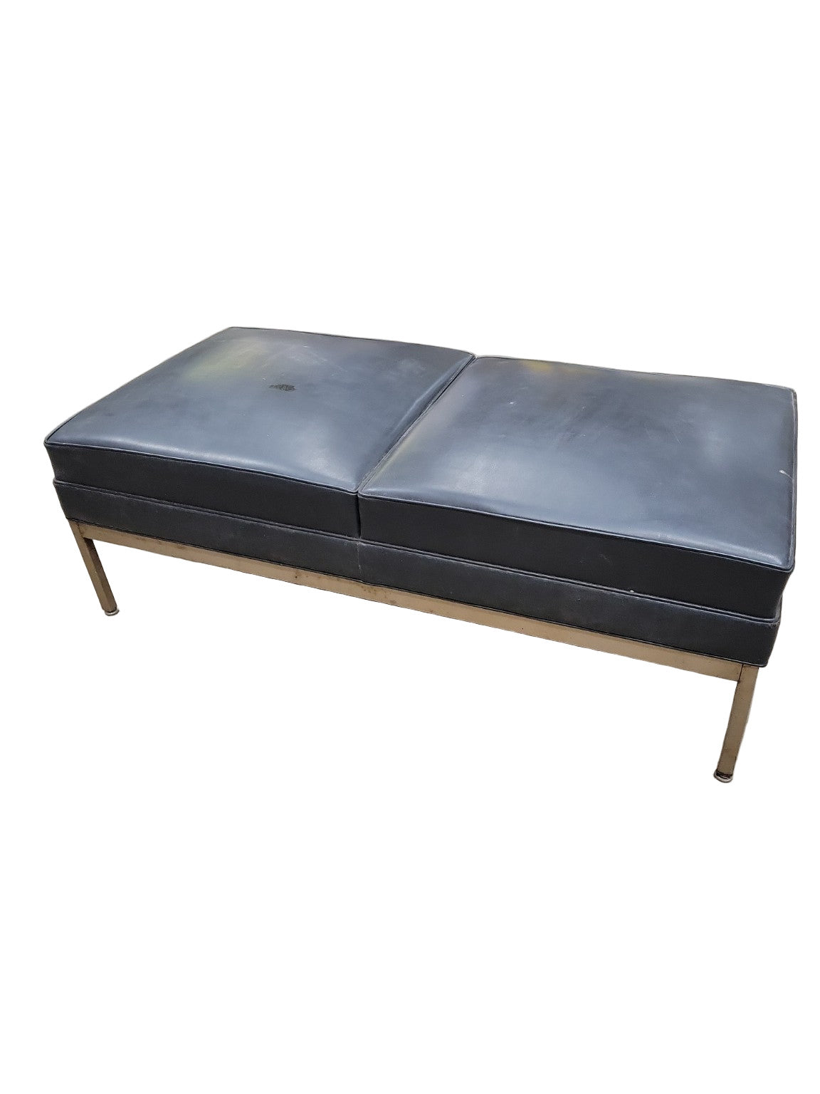 Mid-Century Modern Black Vinyl Bench by Howell – 49" Wide