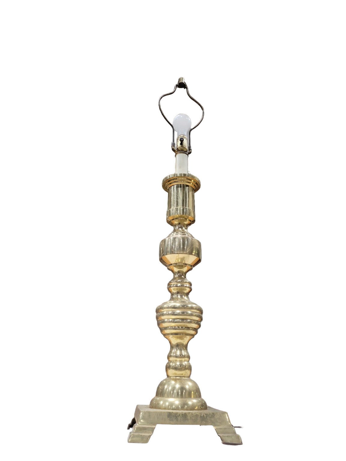 Vintage Solid Brass Table Lamp – 42" Tall