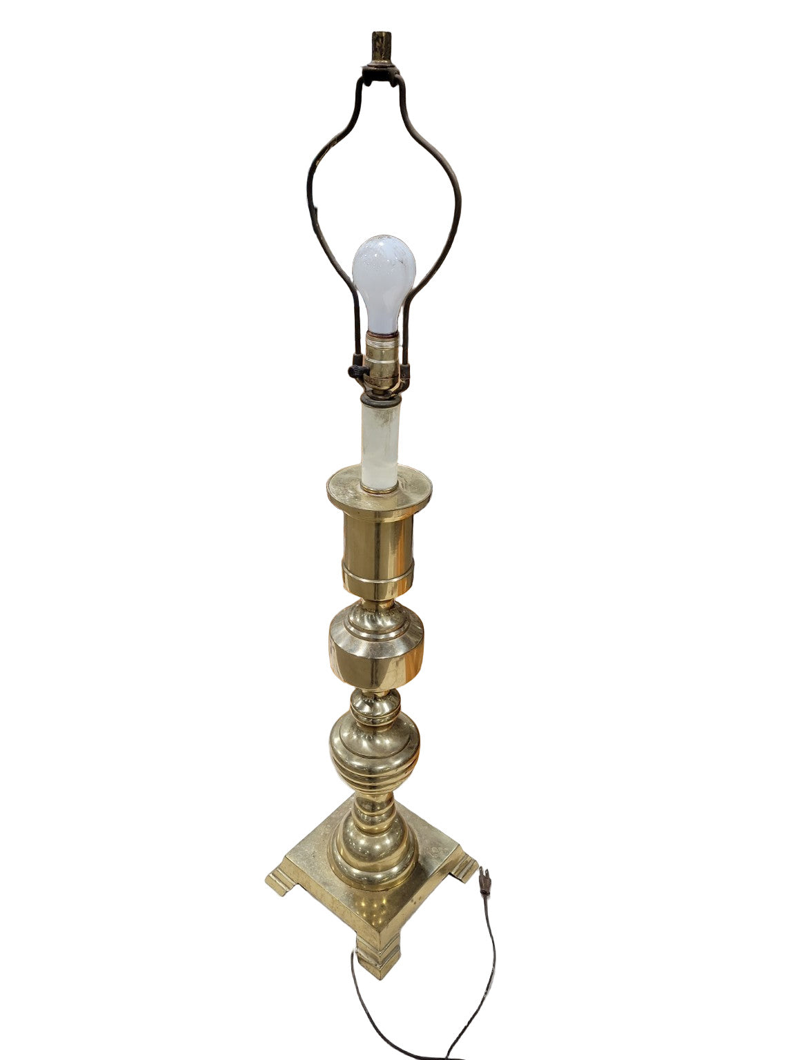 Vintage Solid Brass Table Lamp – 42" Tall