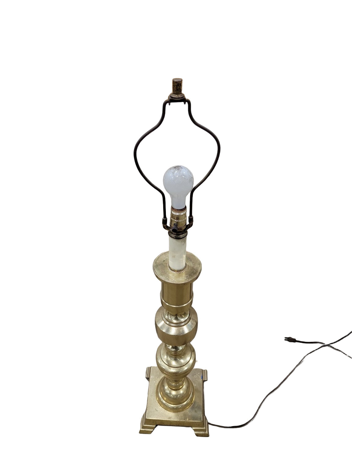 Vintage Solid Brass Table Lamp – 42" Tall