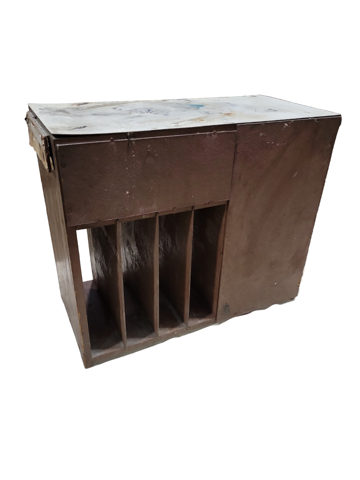 Vintage Wood Desktop Organizer with Drawer and Vertical File Slots