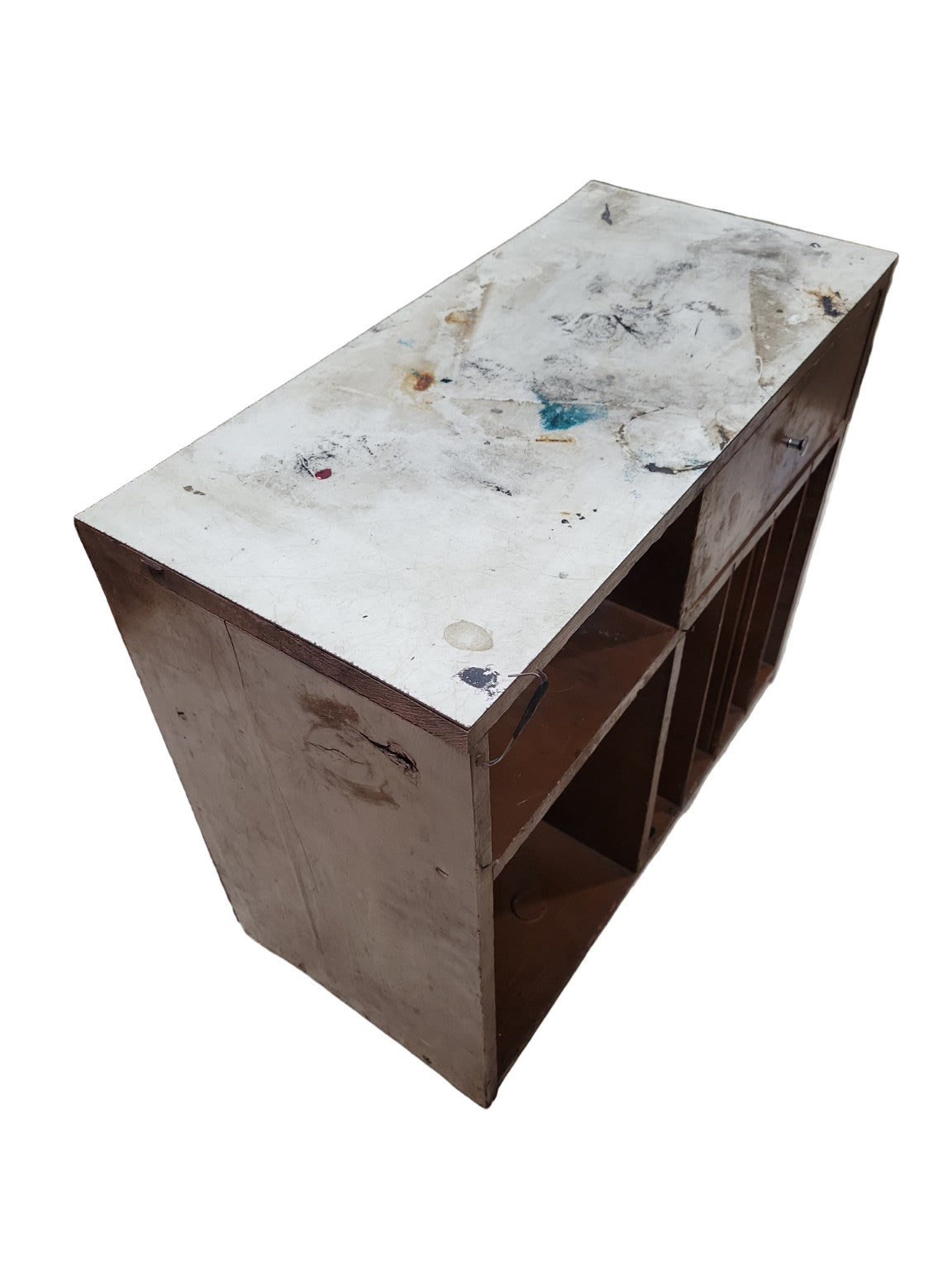 Vintage Wood Desktop Organizer with Drawer and Vertical File Slots