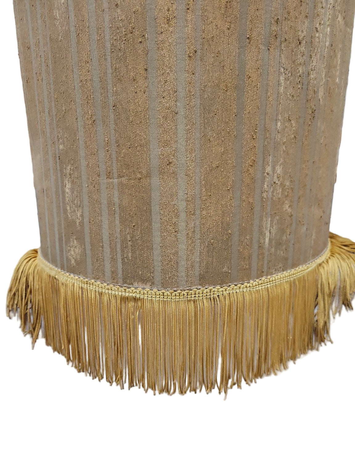 Vintage Gold Fringe Drum Lampshade – Striped Fabric