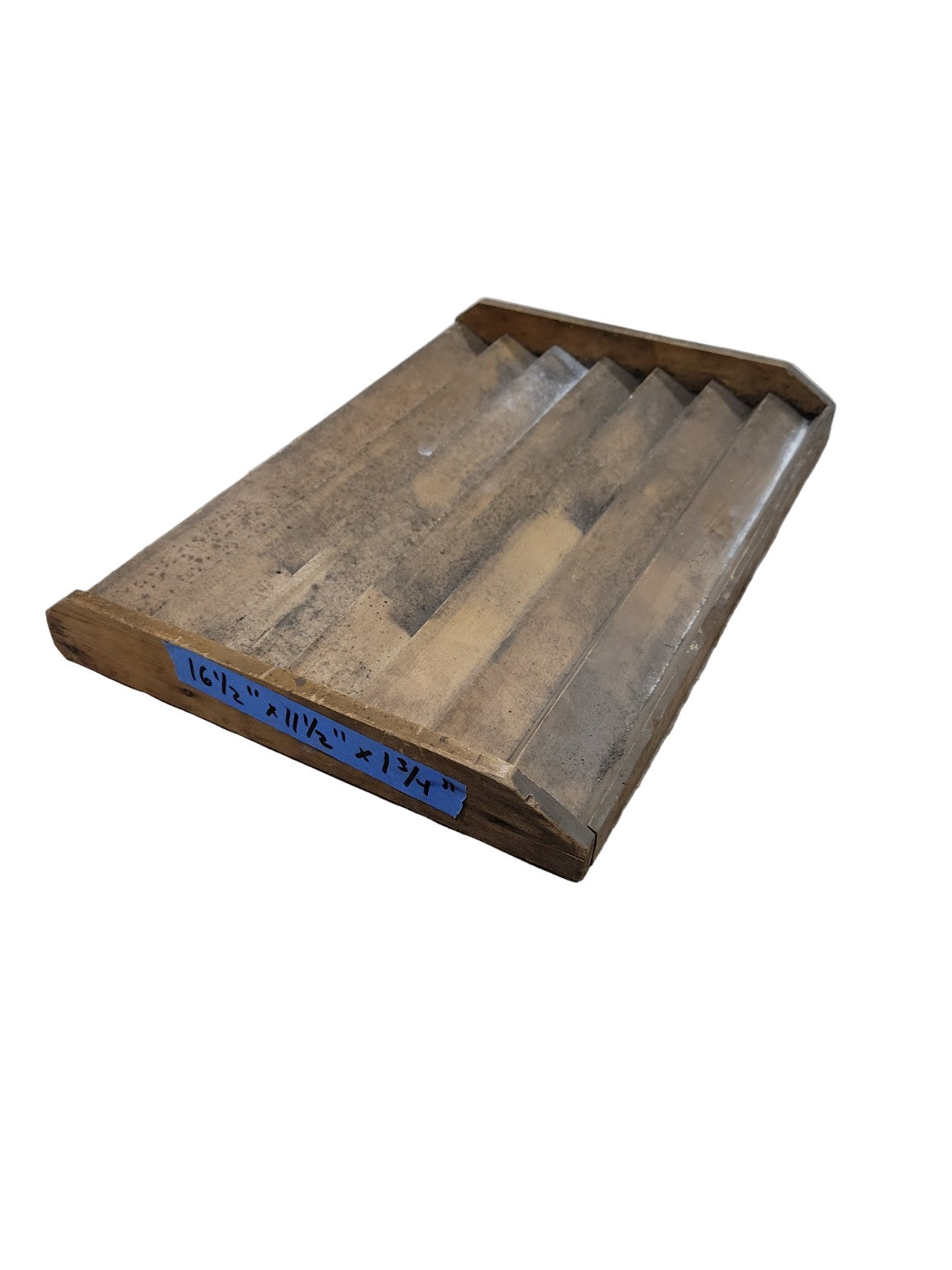 Vintage Wood Display Tray with Slotted Steps – 7-Tiered Organizer