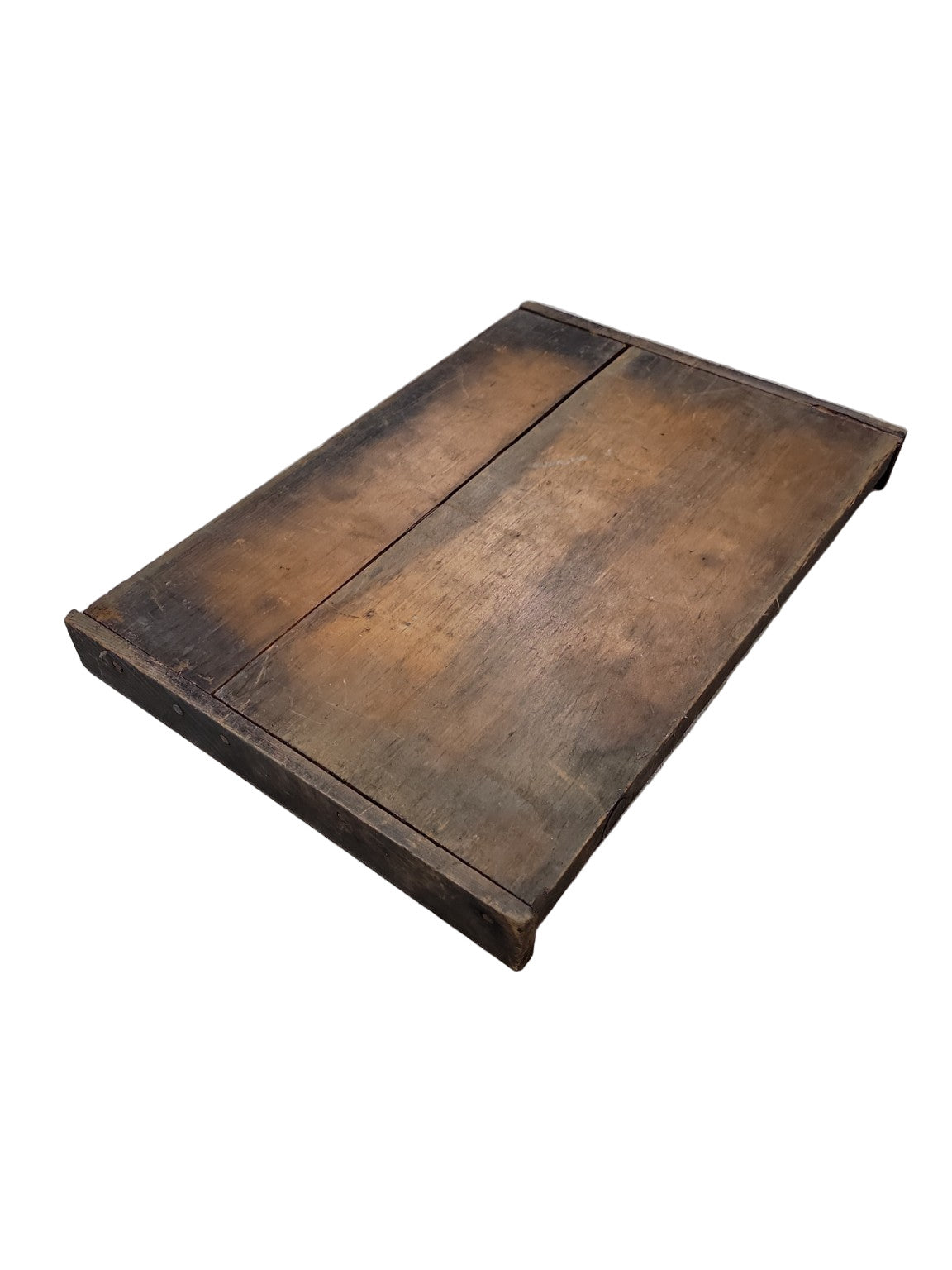 Antique Wood Display Tray – 8-Slot Organizer with Dark Patina