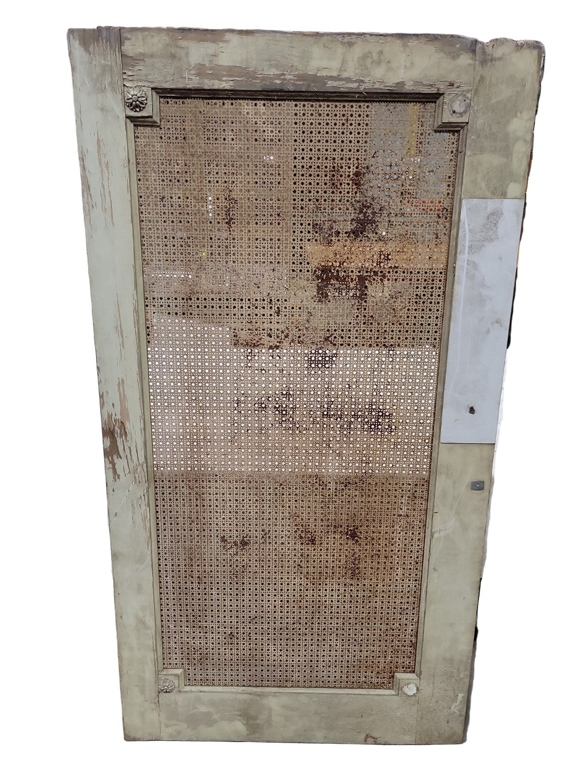 Vintage Painted Radiator Cover Panel with Caned Center