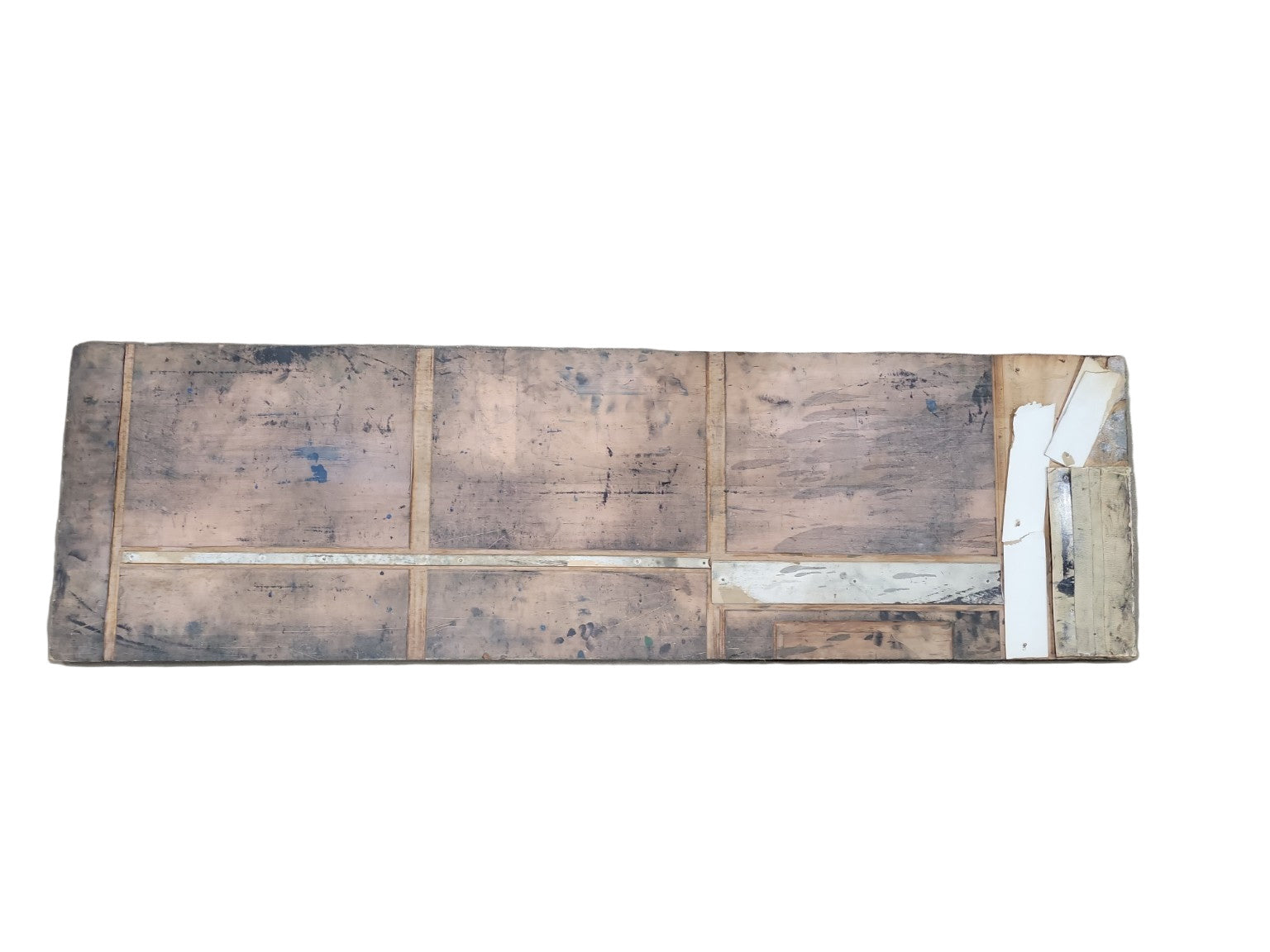 Antique Wood and Metal Printing Press Block – "Del" Signage Panel