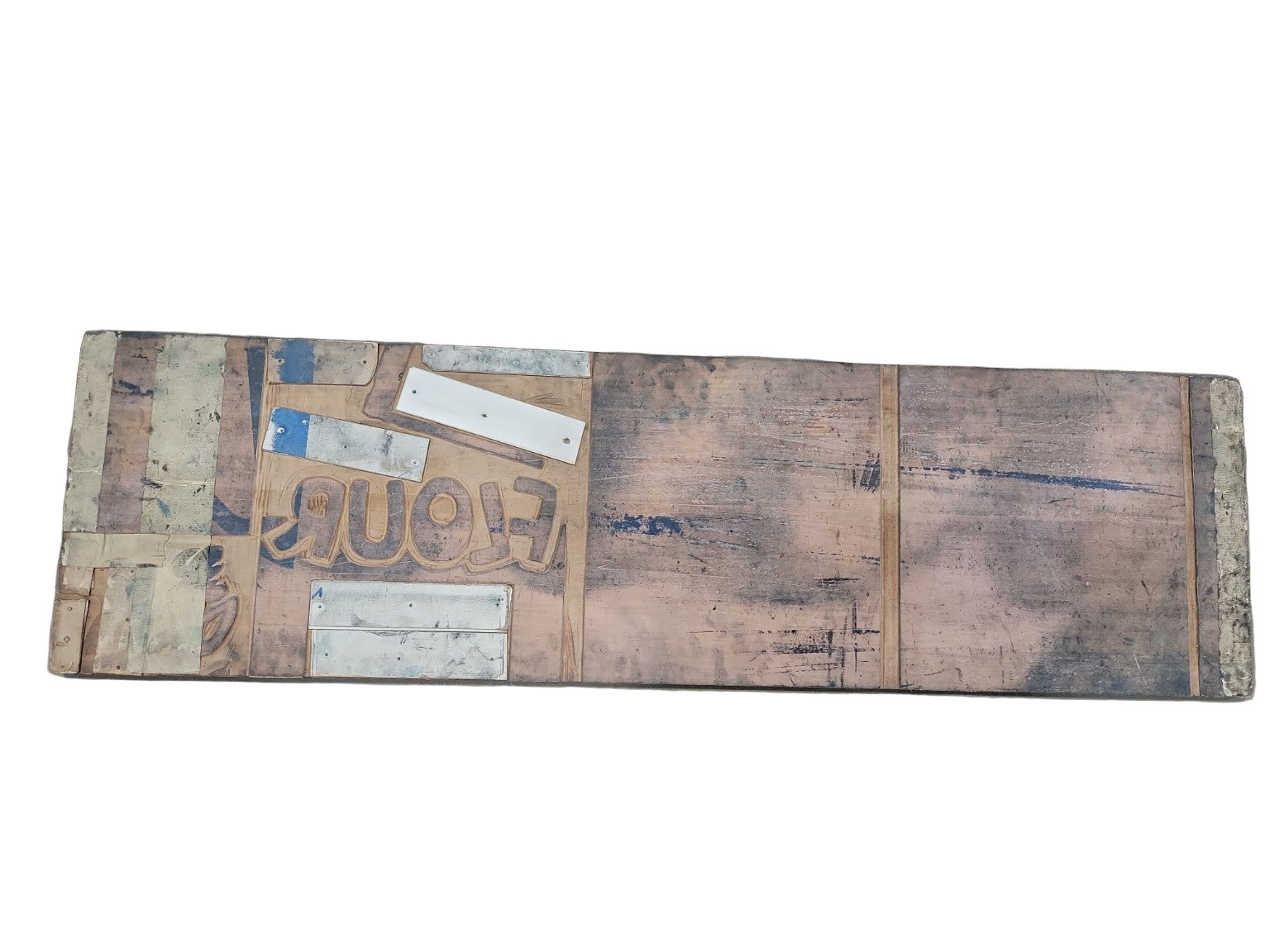 Oversized Antique Printing Press Block – “AENY” Advertising Panel