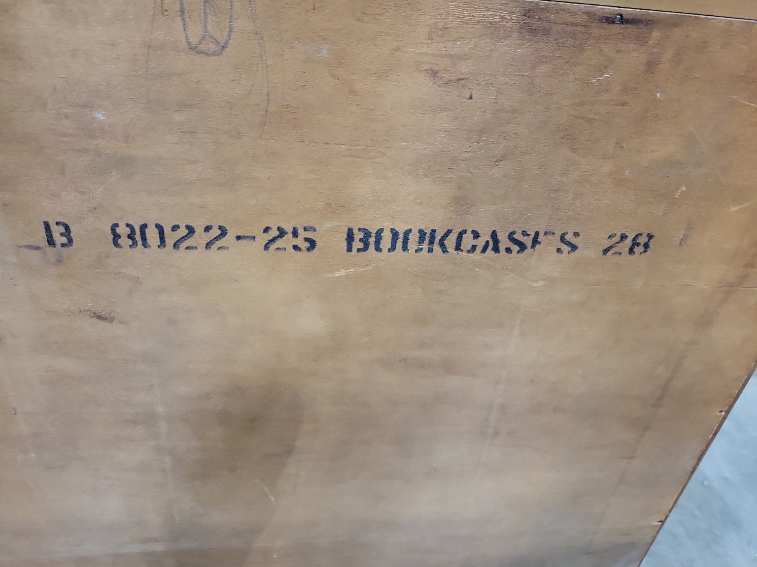 Mid-Century Wooden Bookcase – Scalloped Top with Carved Base