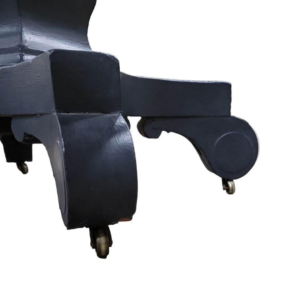 Victorian Revival Marble-Top Parlor Table – Grey Pedestal Base on Casters (Top Not Attached)