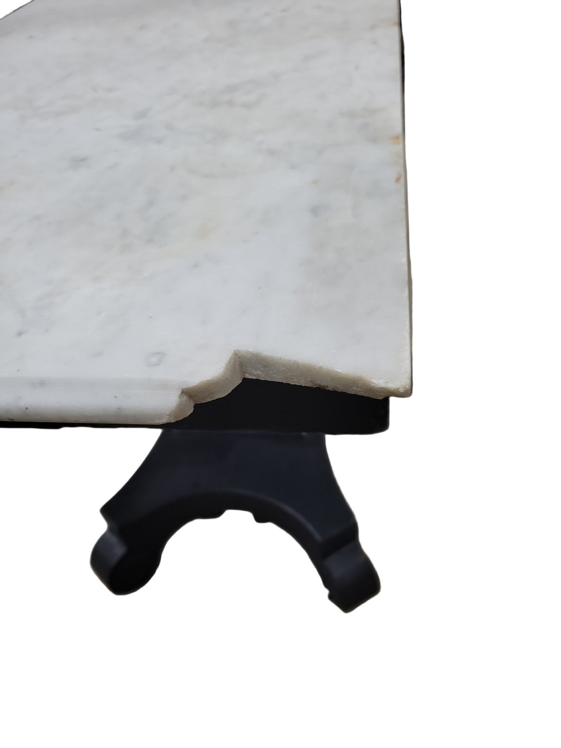 Victorian Revival Marble-Top Parlor Table – Grey Pedestal Base on Casters (Top Not Attached)