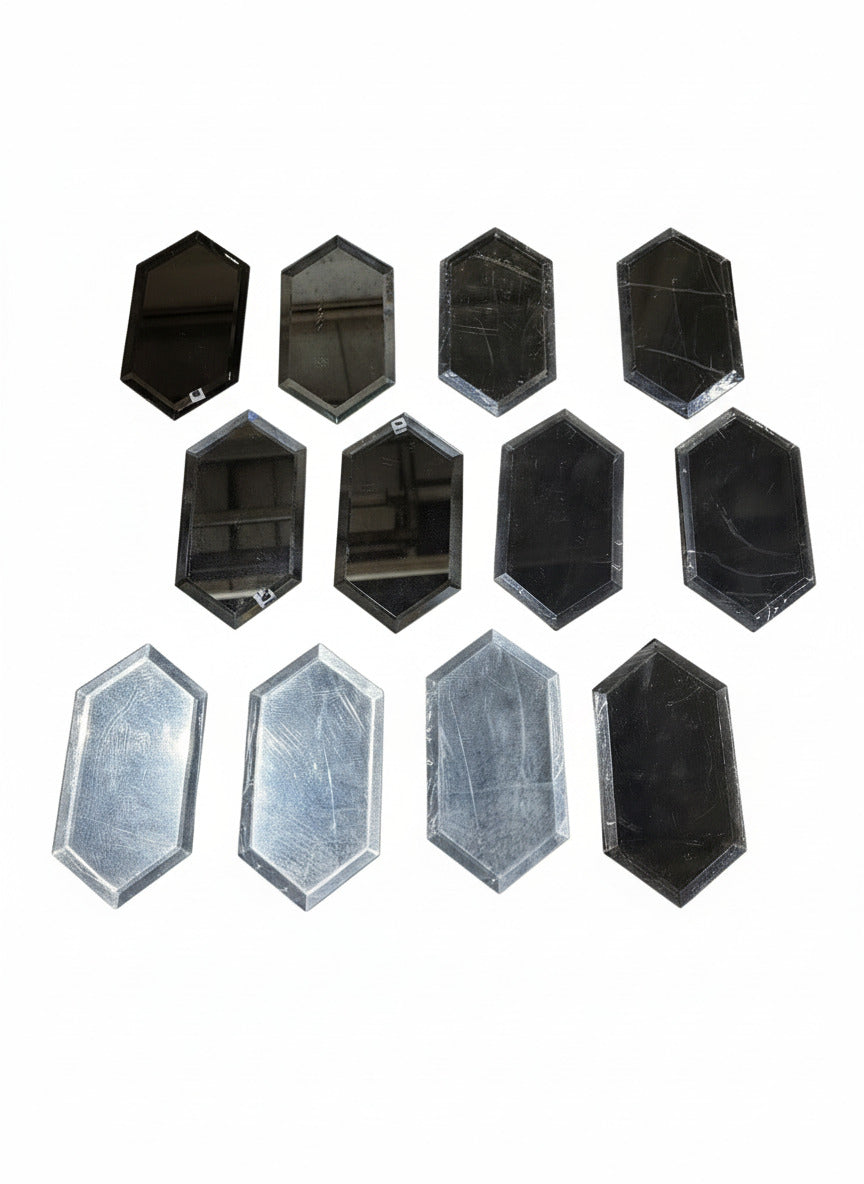 Set of 12 Beveled Mirror Tiles – Diamond Cut, 3 ¾" x 7 ¼"