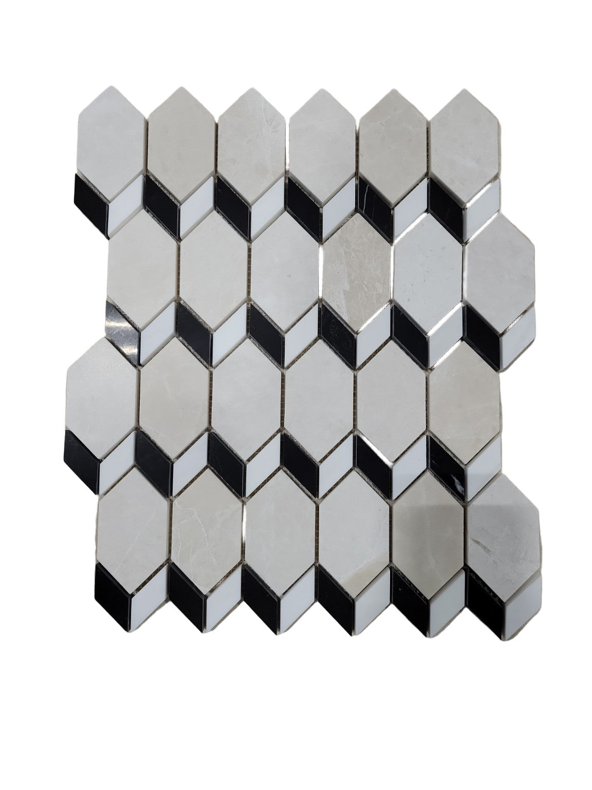 Set of 3 Mosaic Tile Sheets – Diamond Cube Pattern, 12" x 14"