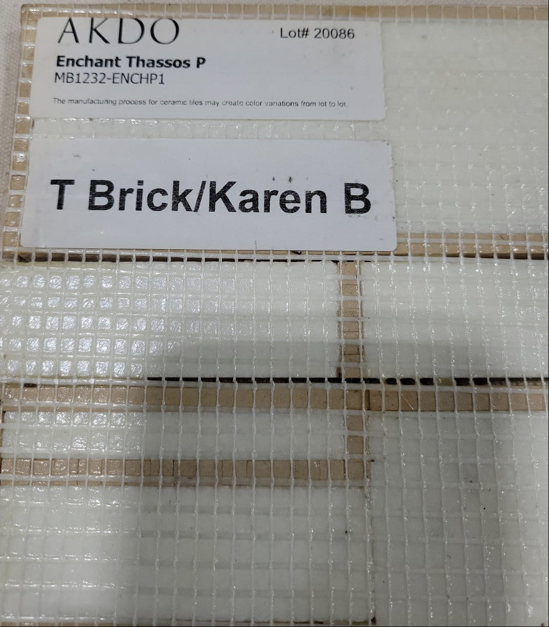 AKDO Enchant Thassos P Mosaic Tile Sheet – 12" x 12 ¼"