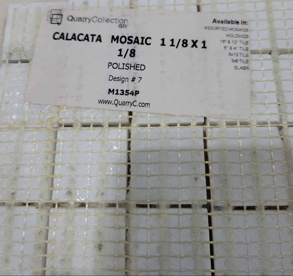 GBI QuarryCollection Calacata Polished Mosaic Tile Sheet – 11 ¾" x 11 ¾"