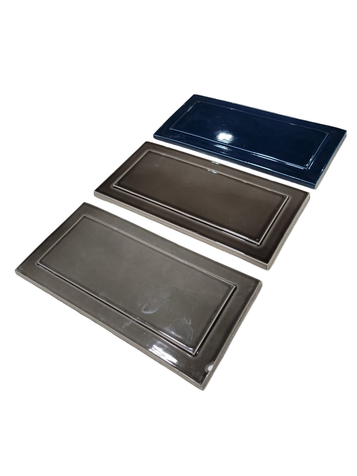 Set of 3 Pratt & Larson Recessed Bas Relief Tiles – 6"x12" Frame A