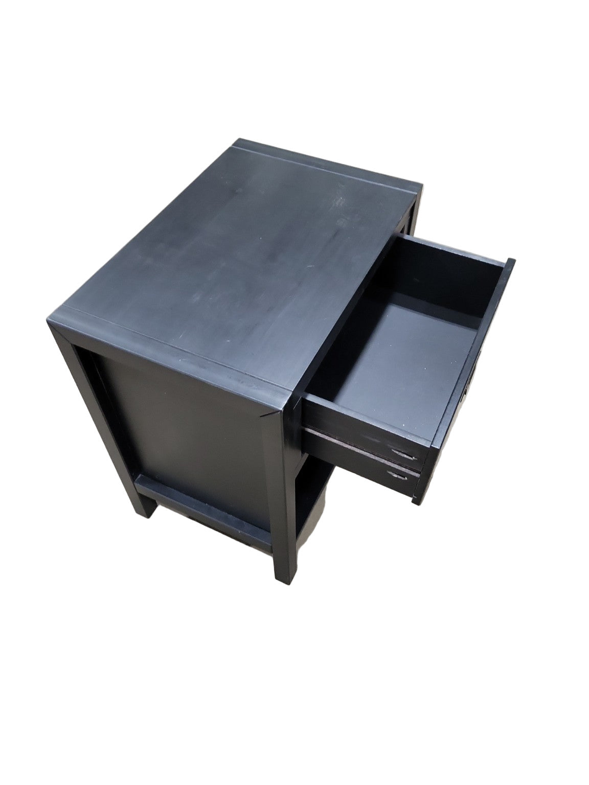 Set of 2 – Walker Edison Black Nightstands – Model BR1DLYDNS – Drawer & Open Shelf