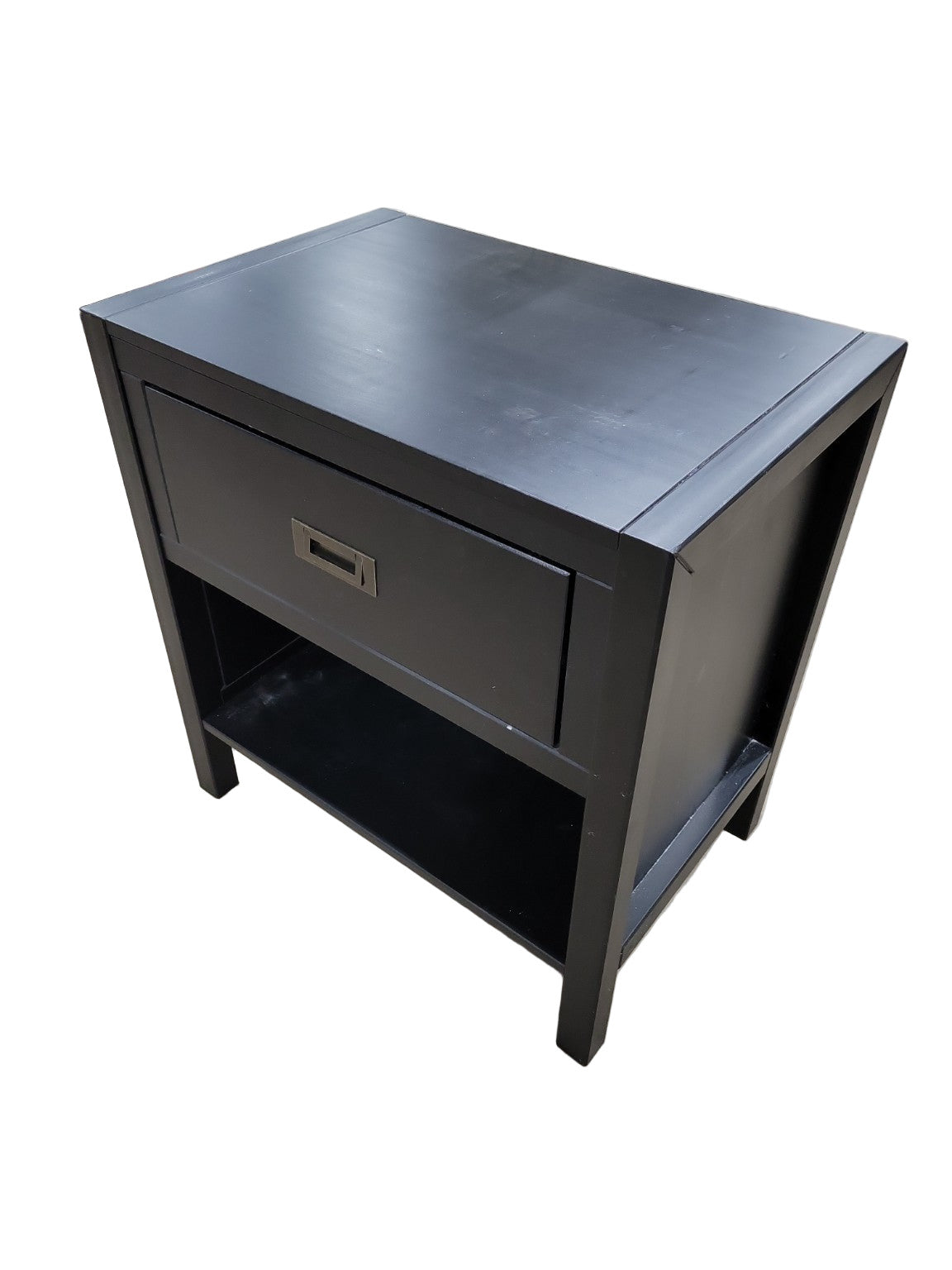 Set of 2 – Walker Edison Black Nightstands – Model BR1DLYDNS – Drawer & Open Shelf