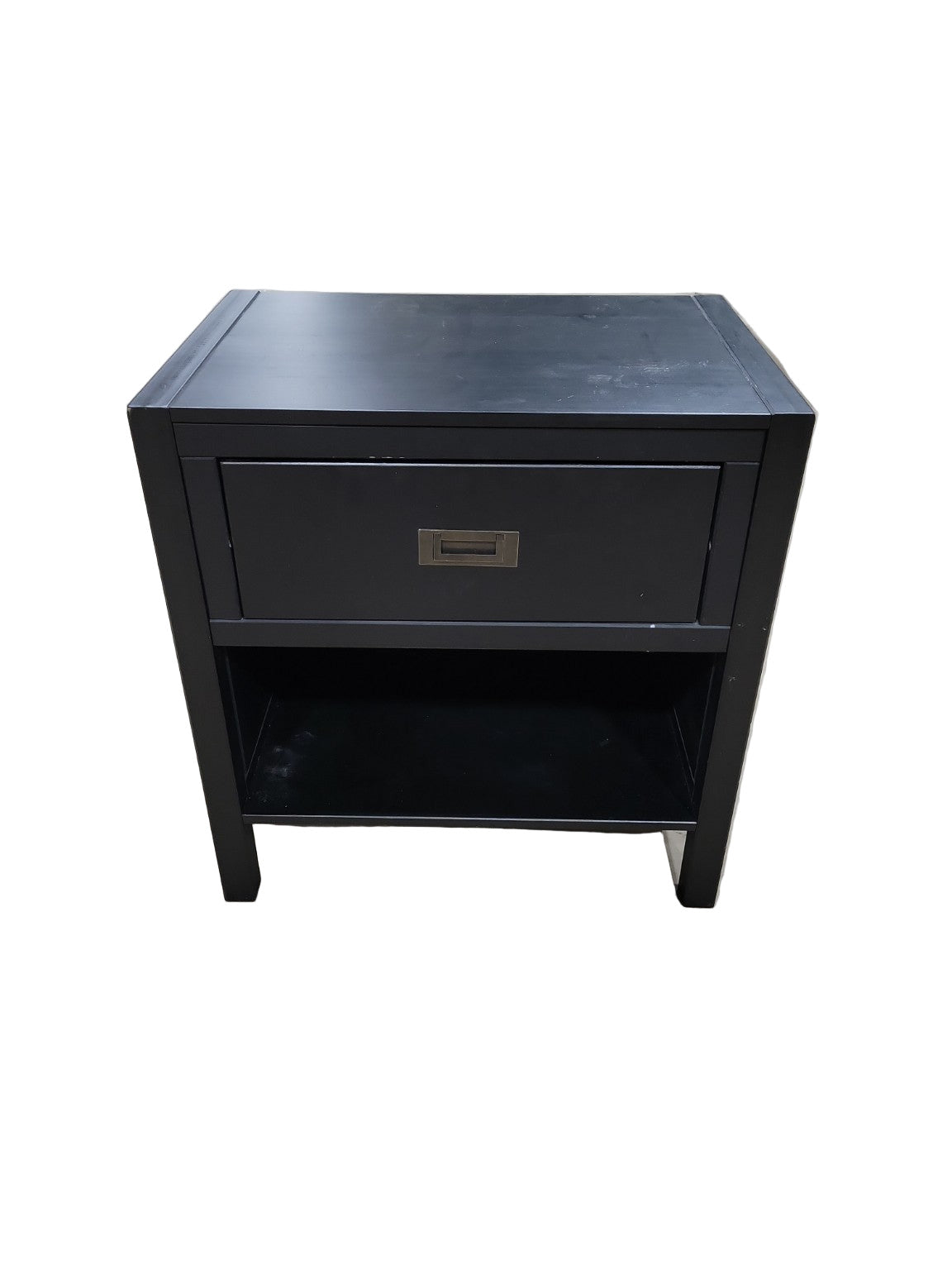 Set of 2 – Walker Edison Black Nightstands – Model BR1DLYDNS – Drawer & Open Shelf