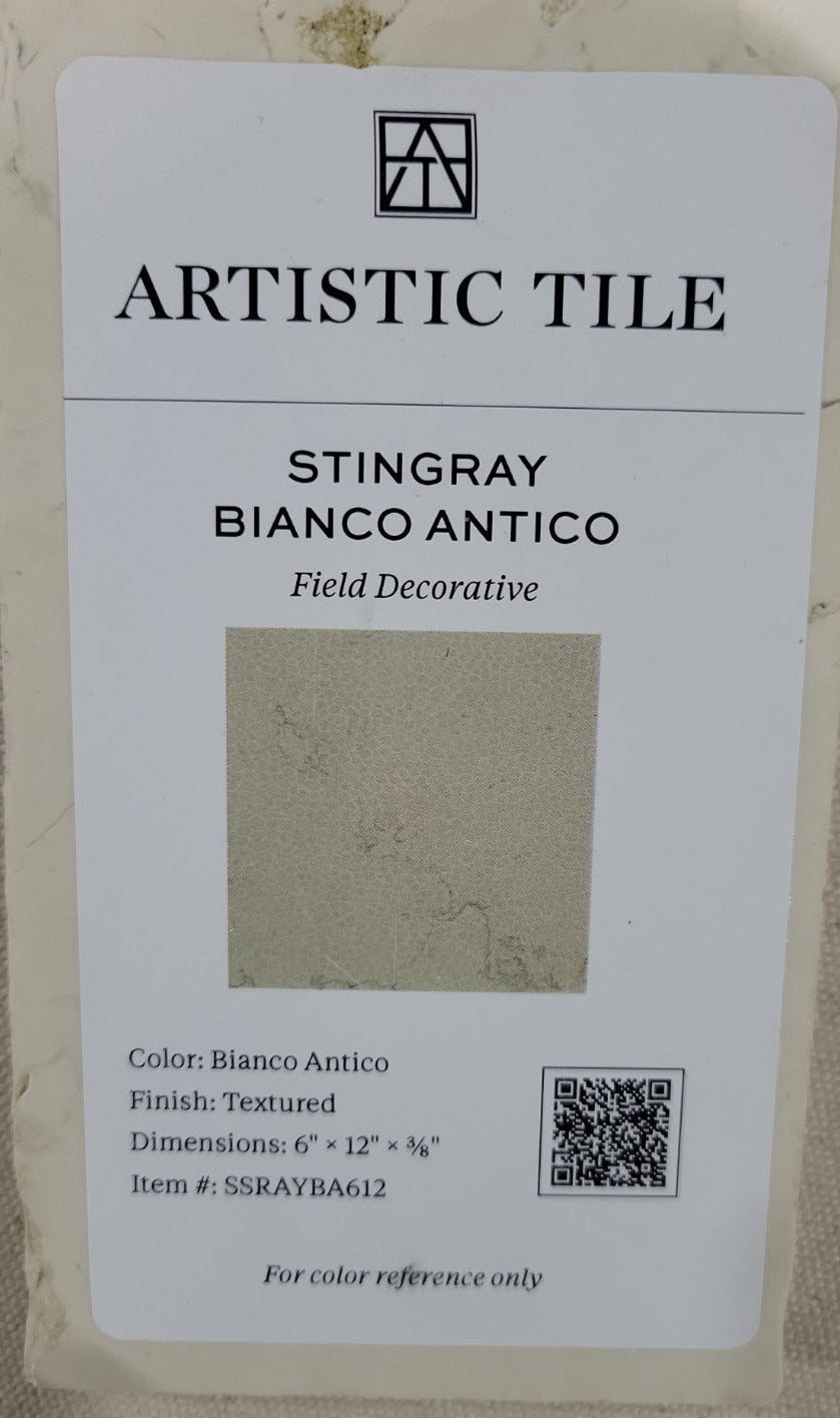 Set of 24 Artistic Tile – “Stingray Bianco Antico” Field Decorative Tiles