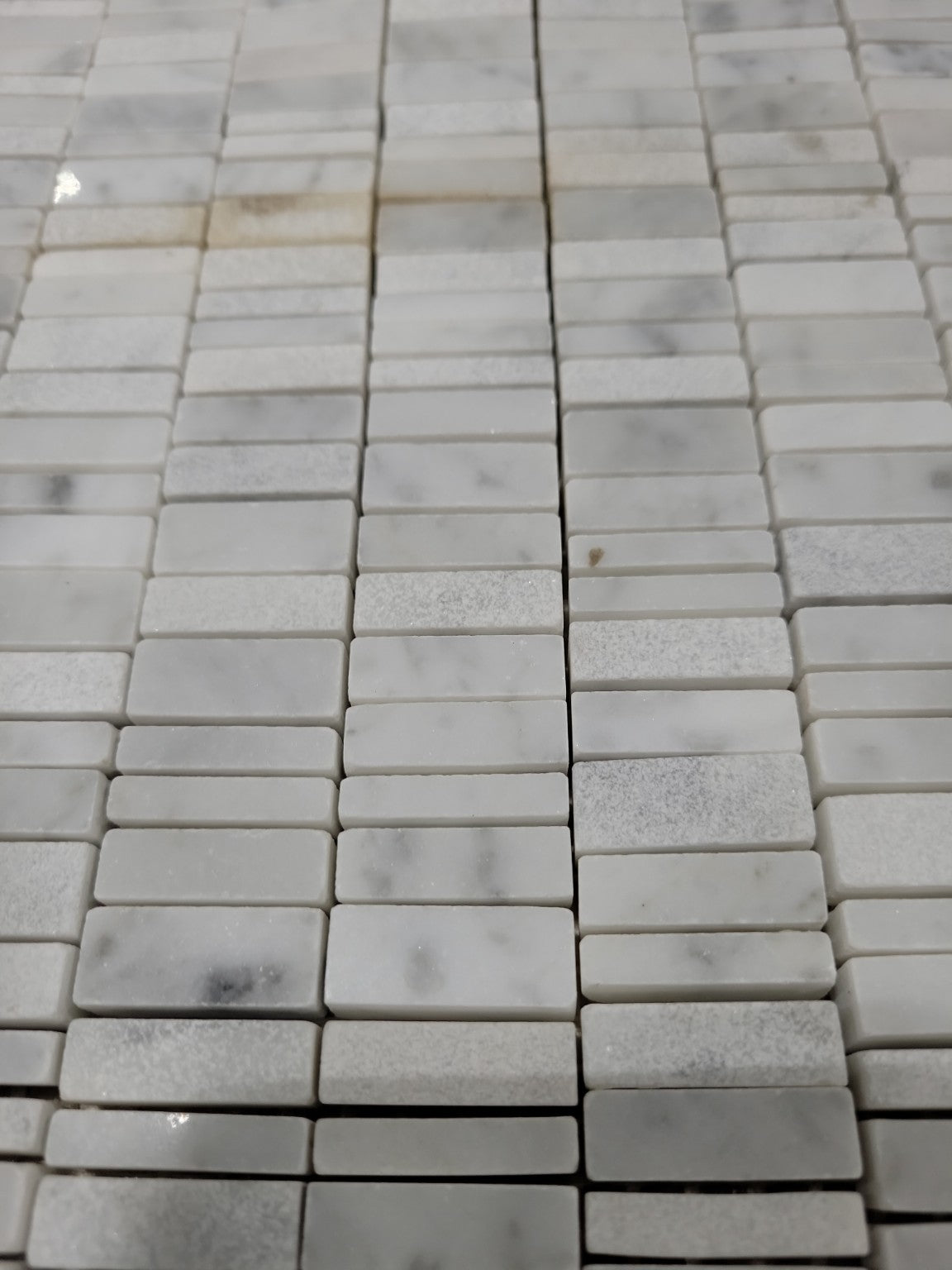Set of 4.5 White Marble Mosaic Sheets – Stacked Mini Brick Pattern