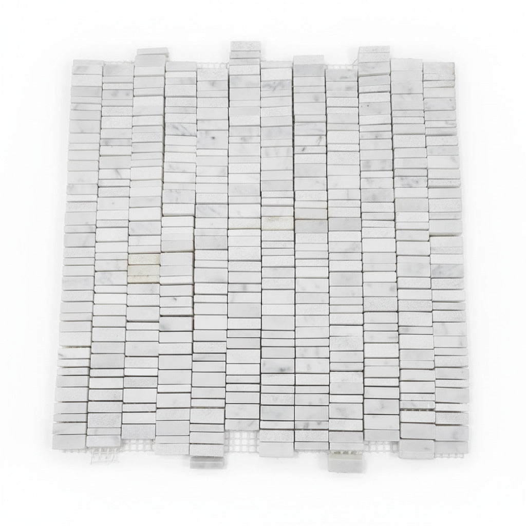 Set of 4.5 White Marble Mosaic Sheets – Stacked Mini Brick Pattern ...