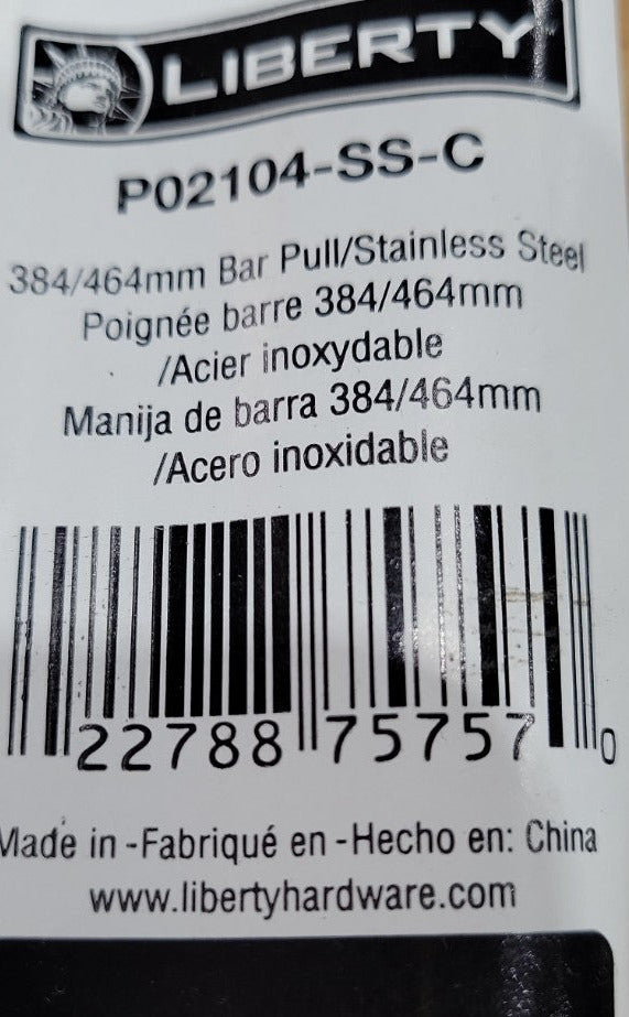 Liberty Stainless Steel Bar Pull Handle – 384/464mm (Set of 10)