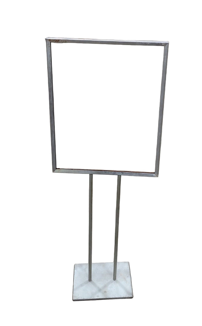 Industrial Metal Sign Holder Stand – Brushed Steel Frame
