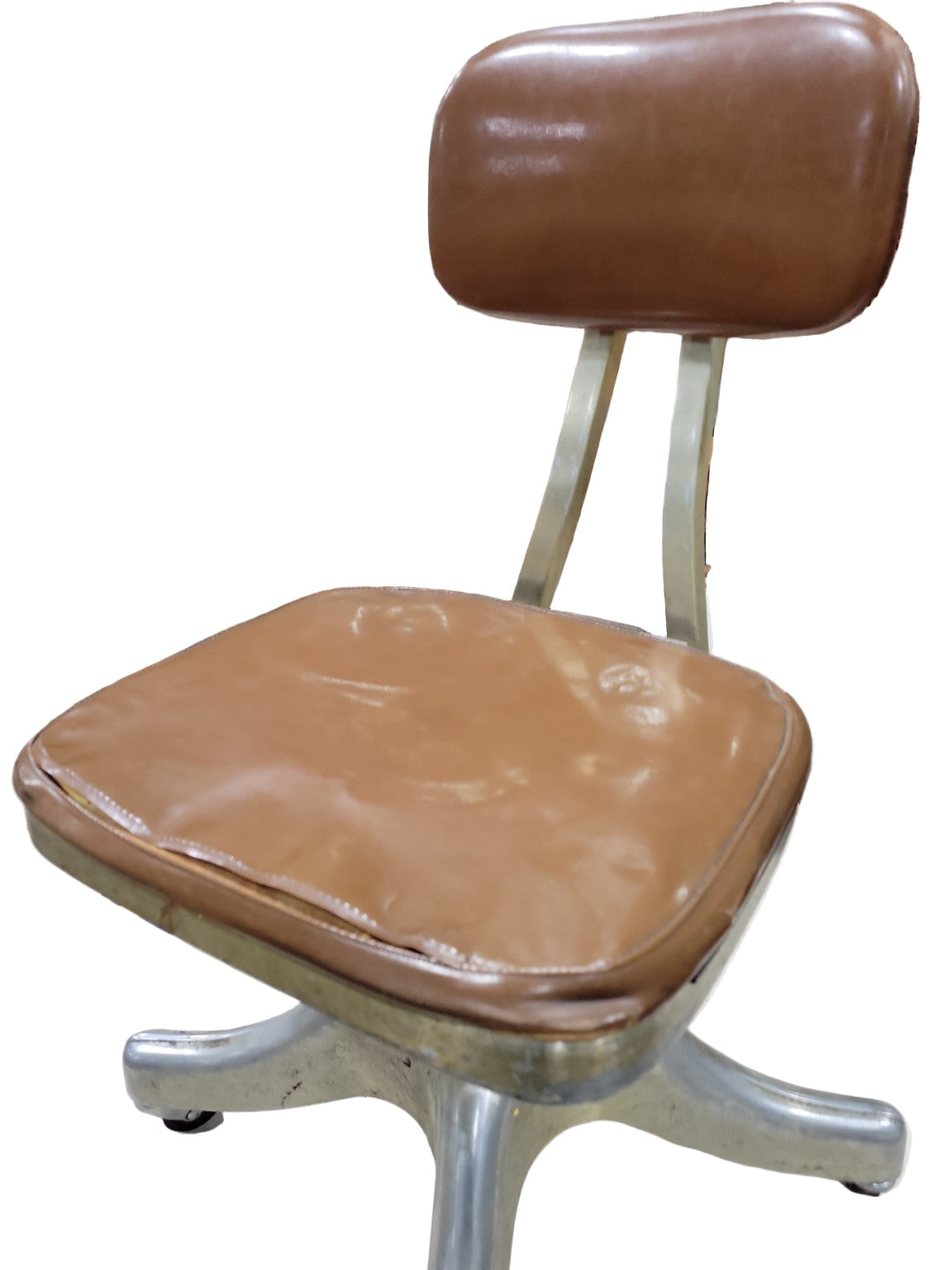 Shaw-Walker Mid-Century Industrial Office Chair – Aluminum Base with Vinyl Upholstery