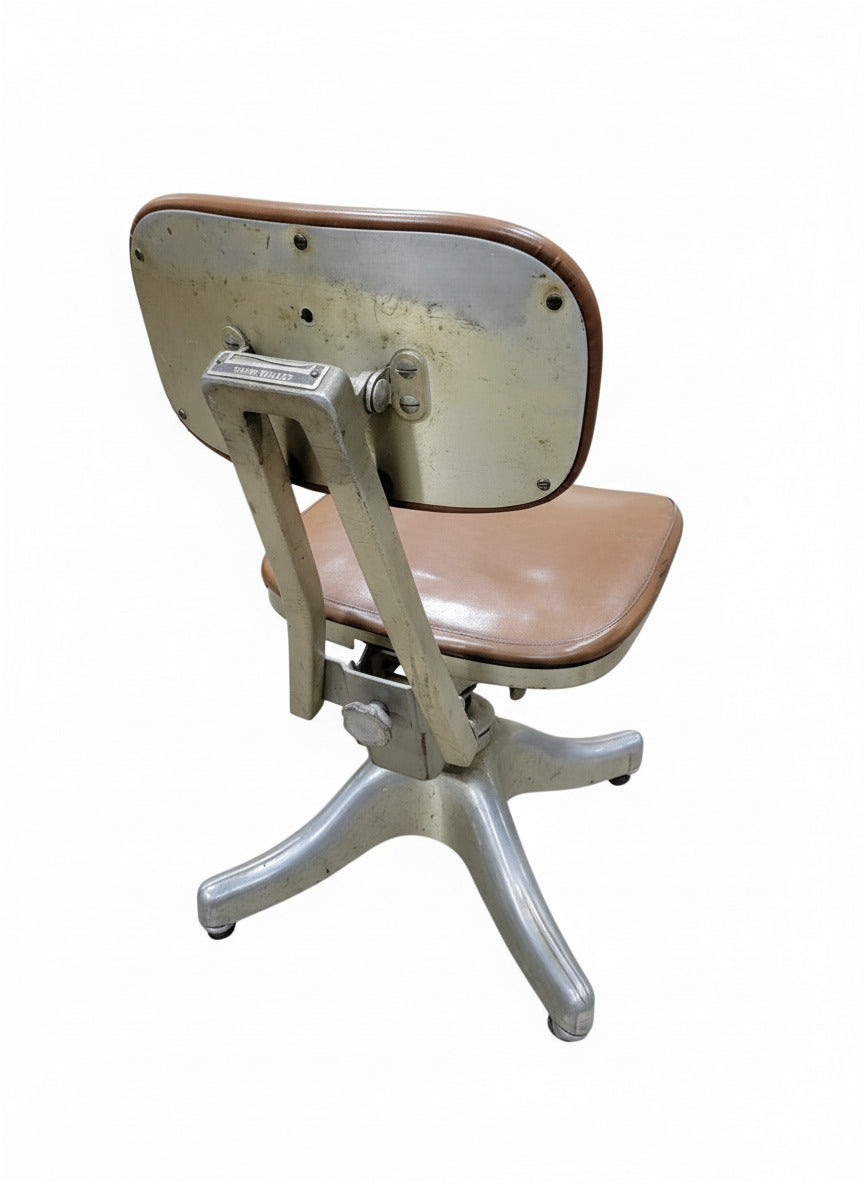 Shaw-Walker Mid-Century Industrial Office Chair – Aluminum Base with Vinyl Upholstery