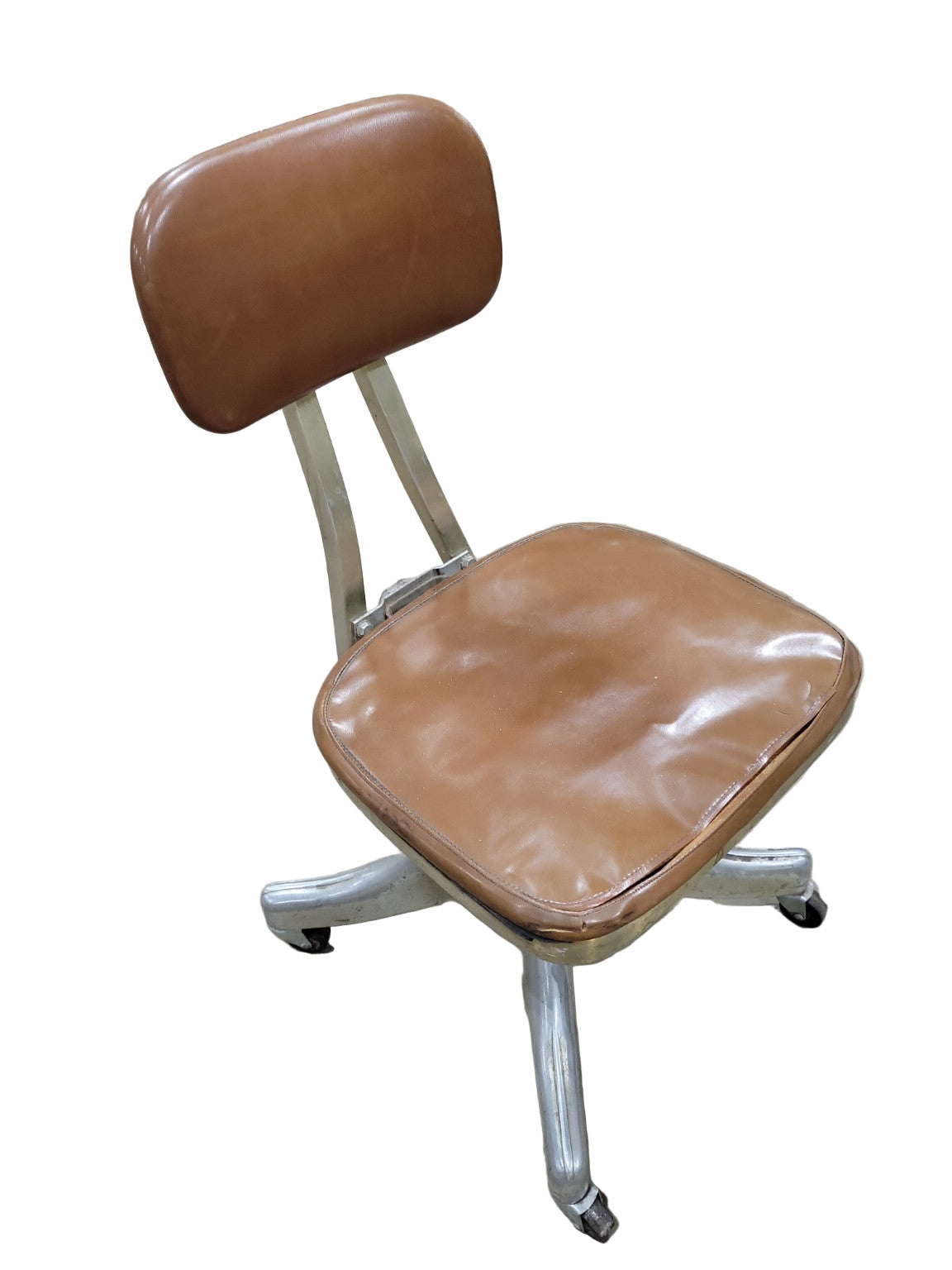 Shaw-Walker Mid-Century Industrial Office Chair – Aluminum Base with Vinyl Upholstery