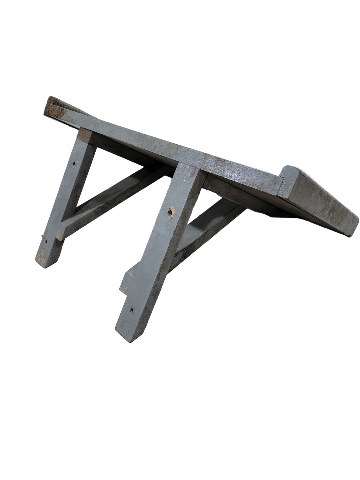 Rustic Handcrafted Wooden Wall Shelf – Painted Gray – With Attached Brackets