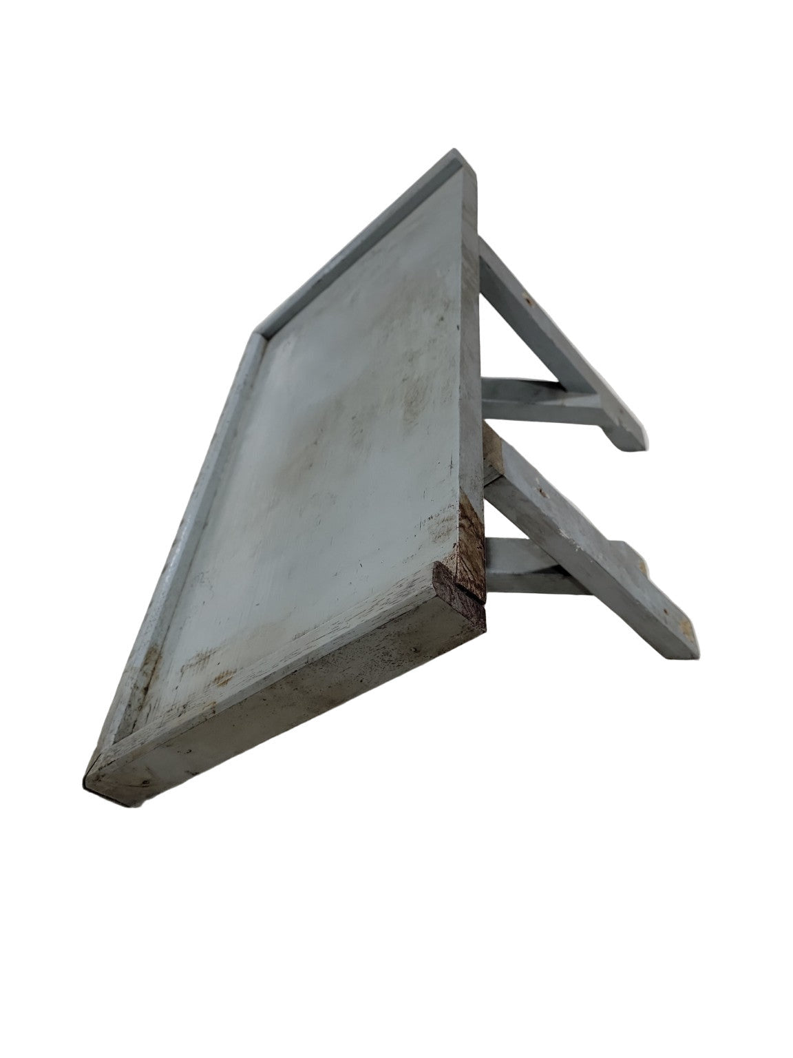 Rustic Handcrafted Wooden Wall Shelf – Painted Gray – With Attached Brackets