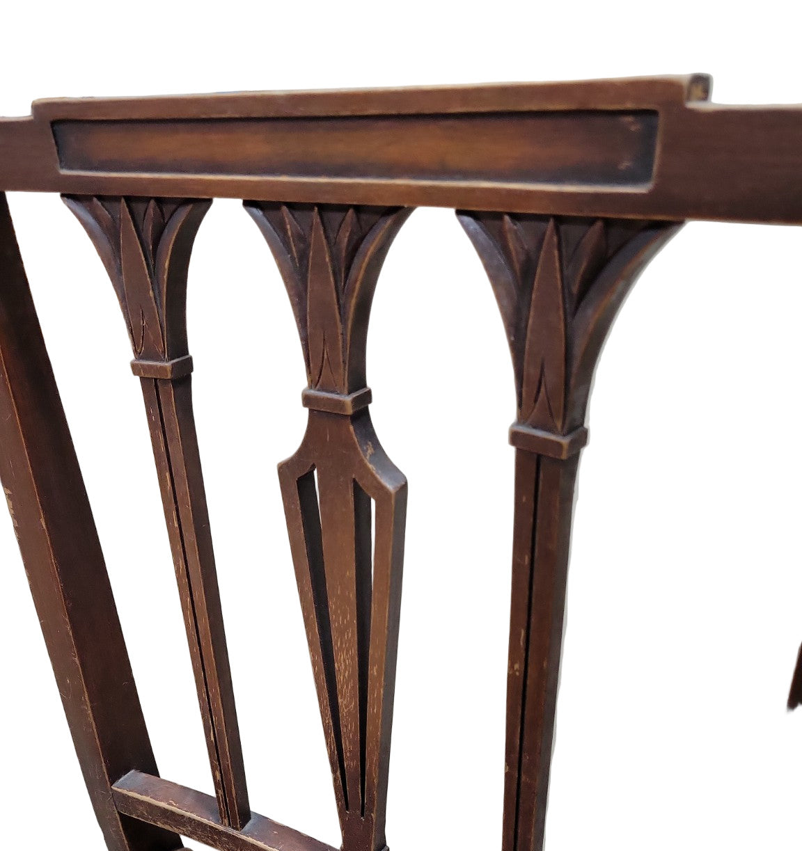 Antique Gothic Revival Dining Chair – Arched Back Splat & Upholstered Seat