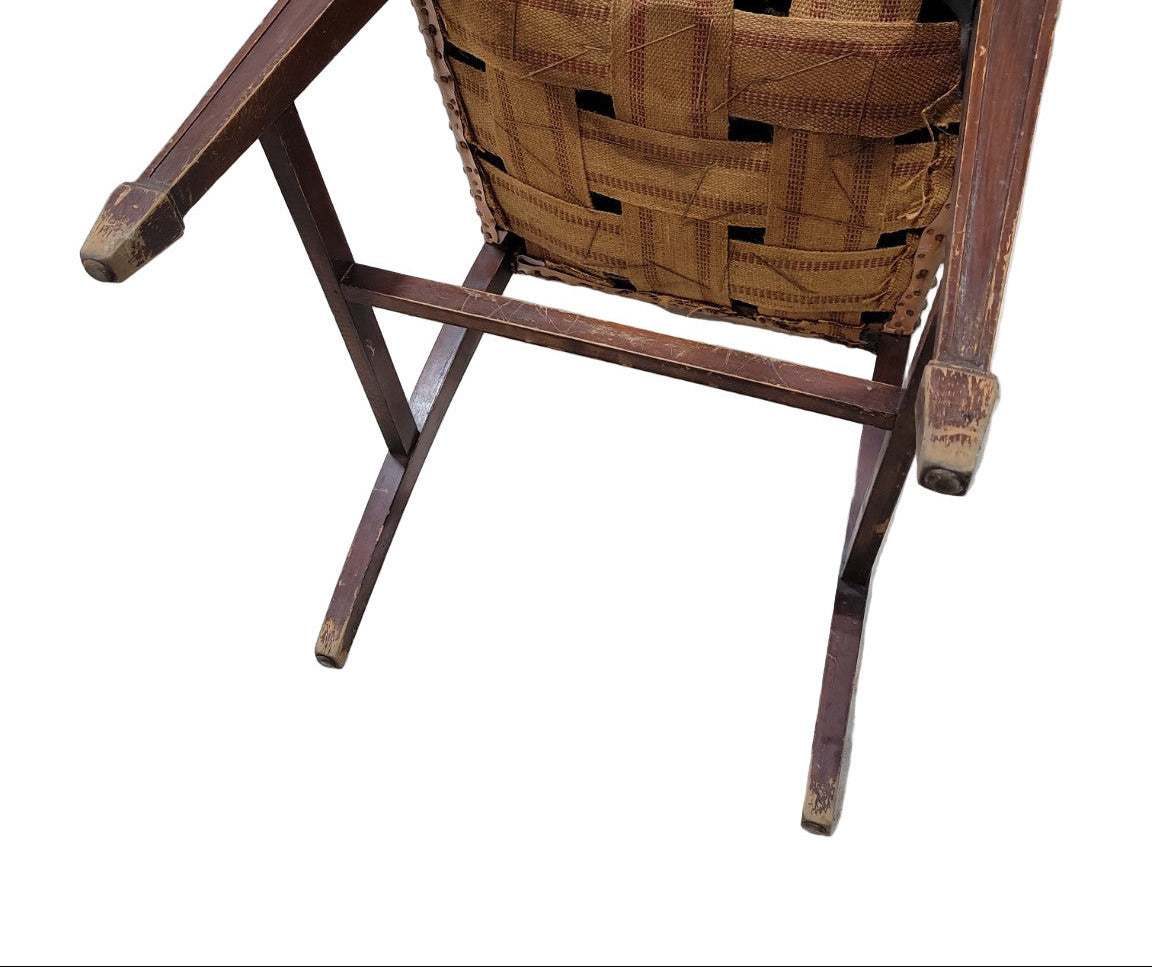 Antique Gothic Revival Dining Chair – Arched Back Splat & Upholstered Seat