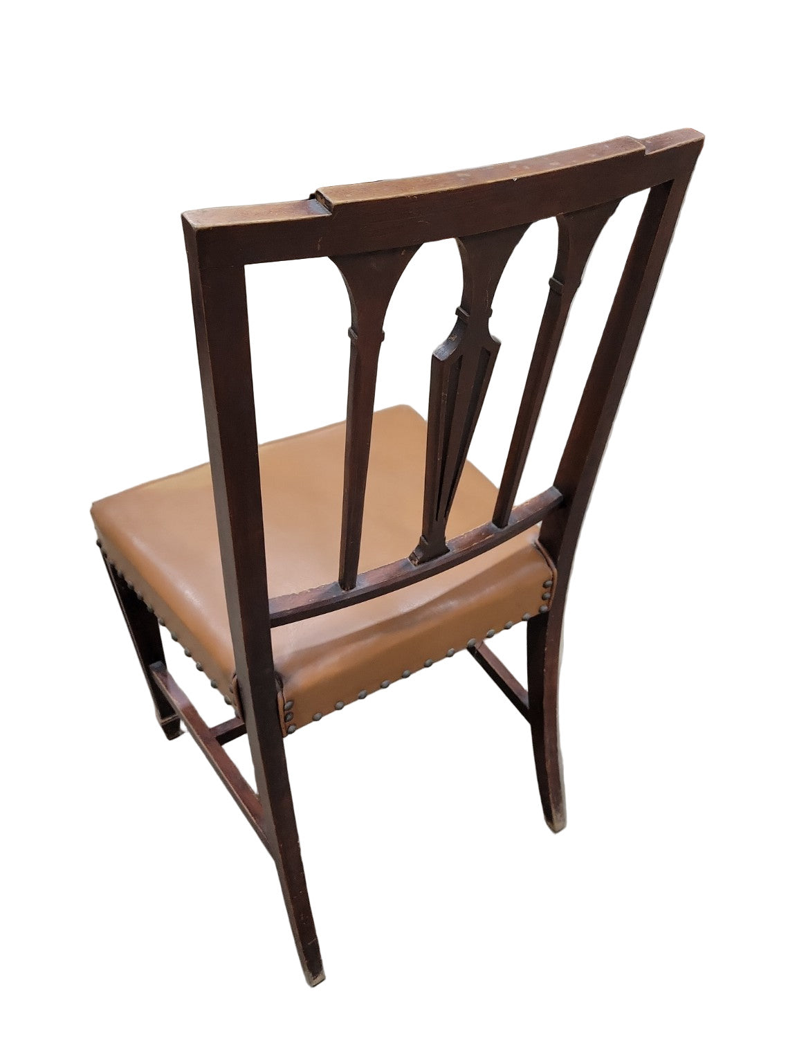 Antique Gothic Revival Dining Chair – Arched Back Splat & Upholstered Seat