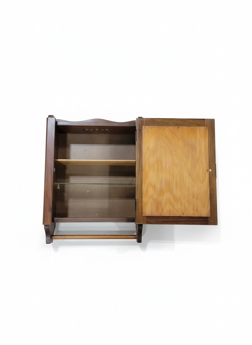 Vintage Oak Wall-Mount Wooden Medicine Cabinet with Mirror