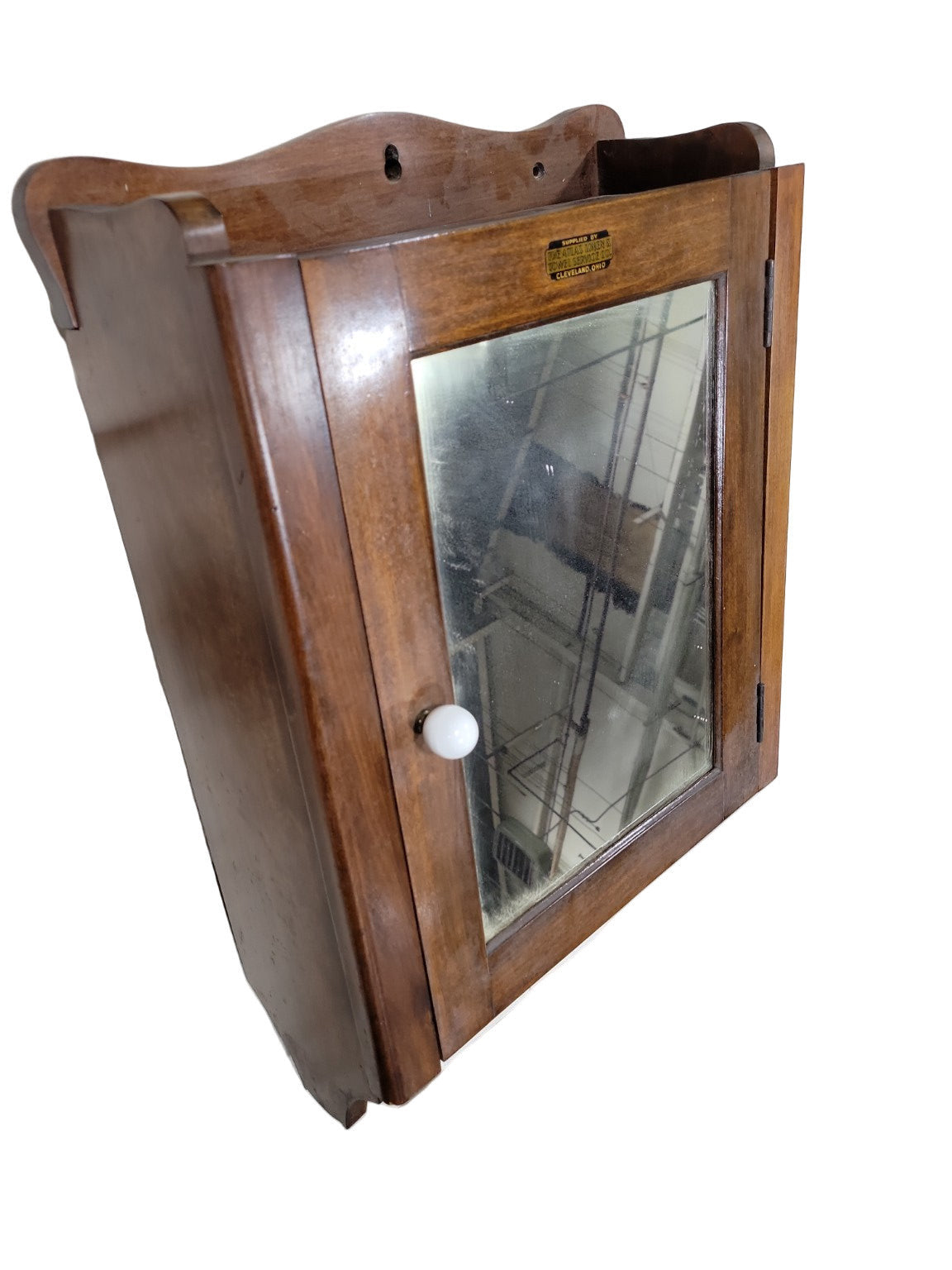 Vintage Oak Wall-Mount Wooden Medicine Cabinet with Mirror
