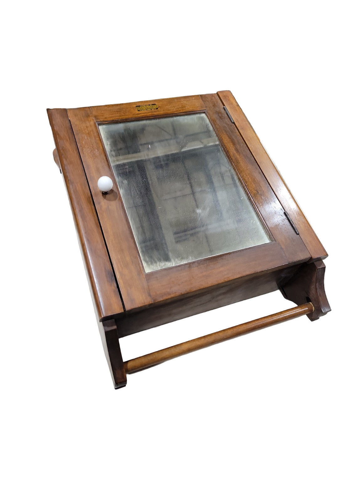 Vintage Oak Wall-Mount Wooden Medicine Cabinet with Mirror